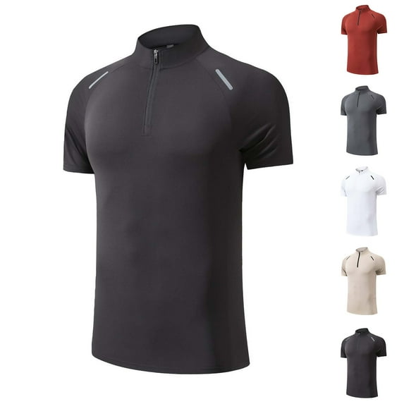 Swuxness Mens Solid Color Ice Silk Short Sleeve Tee Seamless Dry Summer Casual Fashion Top