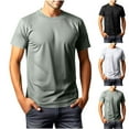 thumbnail image 1 of Swuxness Mens Solid Color Short Sleeve Crew Neck Tops Elastic Fabric for Daily Casual Summer, 1 of 5