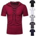 thumbnail image 1 of Swuxness Mens Solid Color Short Sleeve Hooded T Shirt Drawstring Closure Casual Daily Summer Tops, 1 of 4