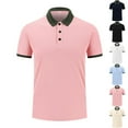 thumbnail image 1 of Swuxness Mens Solid Color Turndown Collar Short Sleeve Top Casual Fashion Summer Daily Wear Tee, 1 of 1