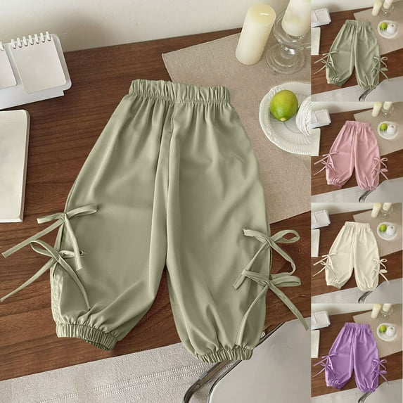 Swuxness Girls Long Pants Comfortable Print Elastic Waist Sun Proof Proof for Summer