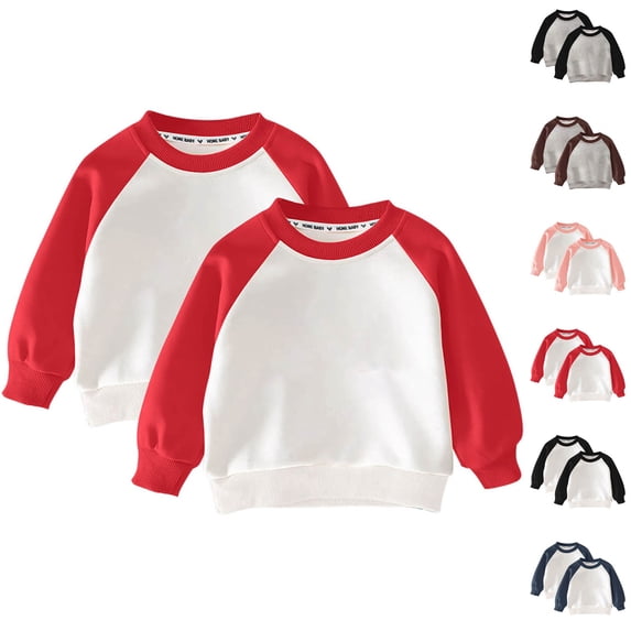 Swuxness Toddler 2PC Sweatshirts Long Sleeve Raglan Shoulder Solid ...