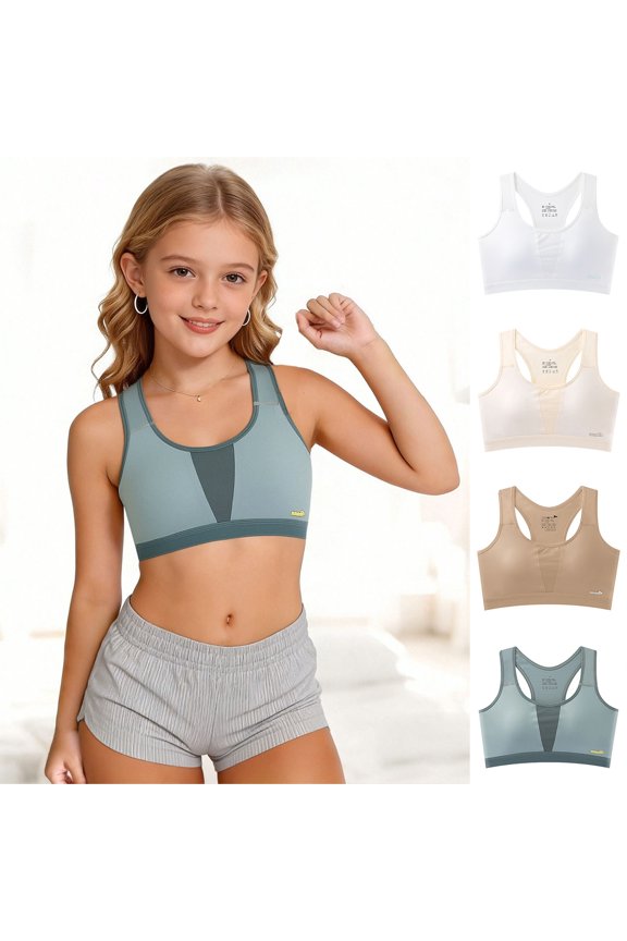 Toddler Big Girls Training Bras Fixed Pad Bralette Comfortable Breathable Soft Stretchy Supportive