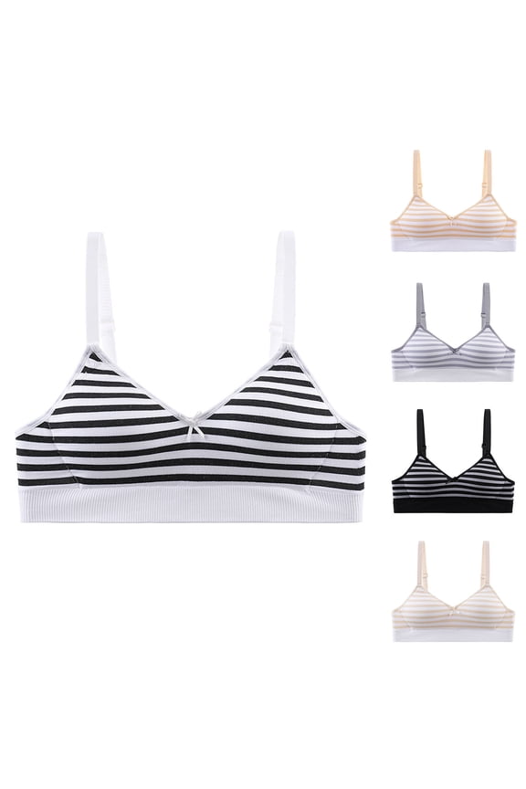 Toddler Big Girls Training Bras Polka Bralette Built In Pad Crop Cami Tank Top Soft Padded Breathable Stretchy