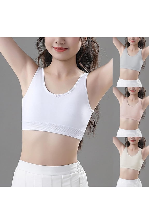 Toddler Big Girls Training Bras Solid Color Double Layer Poke Tube Top Bralette Soft Padded Stretchy Breathable