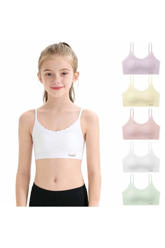 Toddler Big Girls Training Bras Solid Color Wireless Bralette Crop Cami Breathable Soft Stretchy Supportive