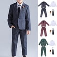 thumbnail image 1 of Swuxness Toddler Boys Solid Color Shirt Jacket Pants Ties Brooch 5 Piece Formal Outfit Suits Dressy Style Green 5-6 Years, 1 of 3