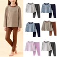 thumbnail image 1 of Swuxness Toddler Casual 2 Piece Outfits Warm Crew Neck Long Sleeve T-Shirts Long Pants Suits, 1 of 1