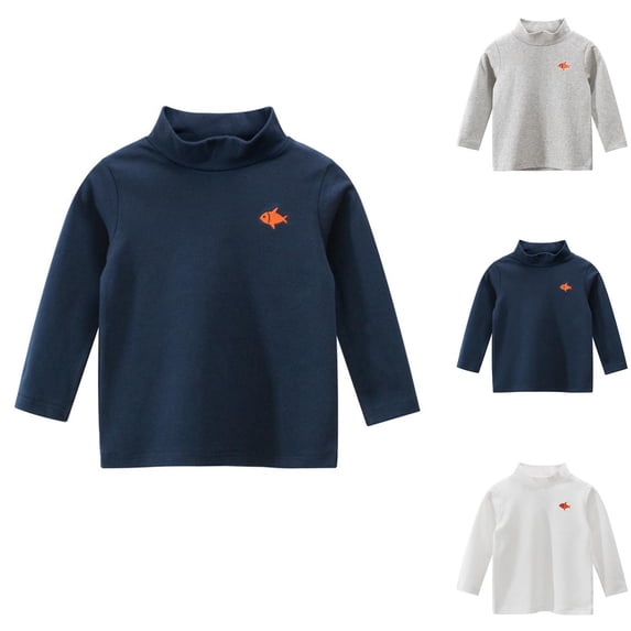 Swuxness Toddler Casual Long Sleeve T-shirts, Toddler Fall Tops, Kids Print High Neck Loose Base Layer Top for Boys and Girls Gray, 4-6 Years
