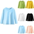 thumbnail image 1 of Swuxness Toddler Casual Long Sleeve T-shirts, Toddler Fall Tops, Kids Solid Color Crew Neck Comfortable Base Layer Top for Middle Big Kids White, 9-10 Years, 1 of 5