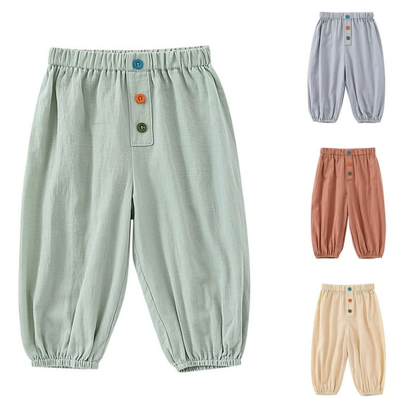 Swuxness Toddler Casual Pants, Kids Fall Long Pants, Toddler Kids Boys Solid Color Button Leisure Pants Jogger Pants Gray, 6-9 Months