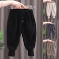 thumbnail image 1 of Swuxness Toddler Cuffed Long Pants Solid Color Mid Waist Button Versatile Casual Style Daily, 1 of 4