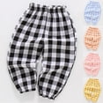 thumbnail image 1 of Swuxness Toddler Casual Pants, Kids Fall Long Pants, Years Children's Mosquito Repellent Pants Checkered Printed Breathable Lantern Long Yellow, 6-8 Years, 1 of 5