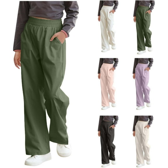 Swuxness Toddler Casual Pants, Kids Spring Pants, Boys and Summer Elastic Waisted Children's Wide Leg Solid Color Straight Casual Long Pants White, 3-4 Years