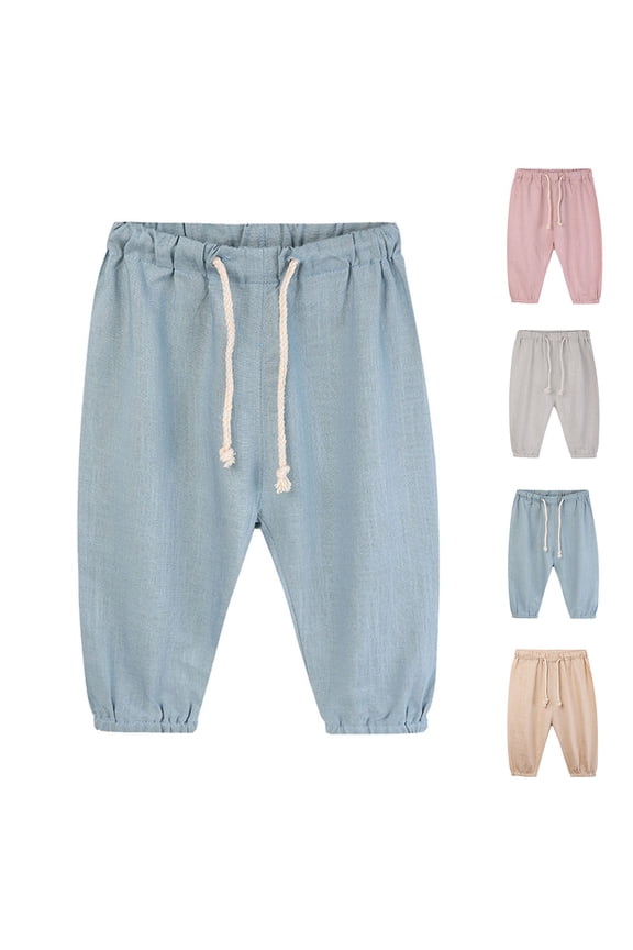 Toddler Full Length Pants Comfortable Linen Thin Summer Casual Wear