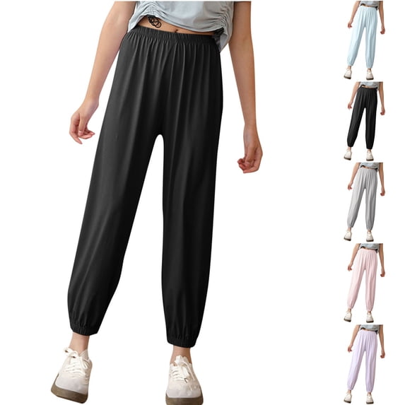 Swuxness Summer Toddler Casual Long Pants Solid Color Comfortable Sun Protection Pants