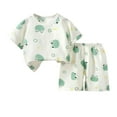 thumbnail image 1 of Swuxness Toddler Casual Short Sleeve 2 Piece Sets, Kids Summer Outfit Sets, Children's Summer Printed Short Sleeved Round+shorts Home Clothes Pajama Set Multicolor, 5 Years, 1 of 3