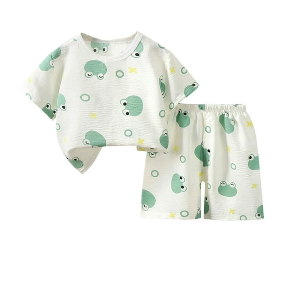 Swuxness Toddler Casual Short Sleeve 2 Piece Sets, Kids Summer Outfit Sets, Children's Summer Printed Short Sleeved Round shorts Home Clothes Pajama Set Multicolor, 2 Years