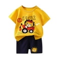 thumbnail image 1 of Swuxness Toddler Casual Short Sleeve 2 Piece Sets, Kids Summer Outfit Sets, Children's Summer Sports Printed Round Neck Home Clothes T-shirt+shorts Sets White, 90, 1 of 3