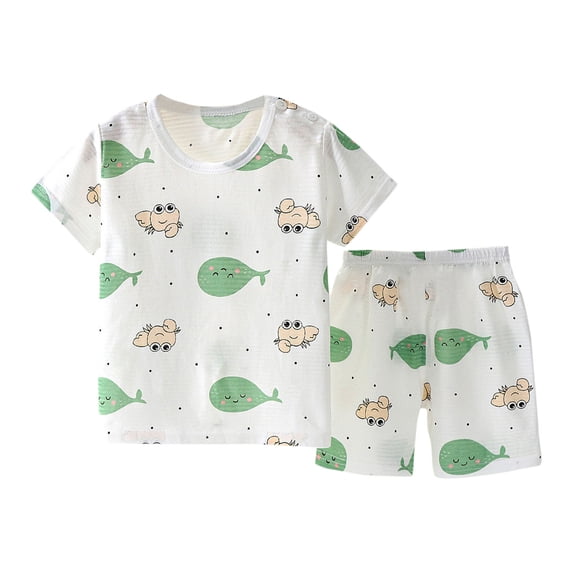 Swuxness Toddler Casual Short Sleeve Top 2 Piece Suits Summer Fashion Printed Short Pants Outfits