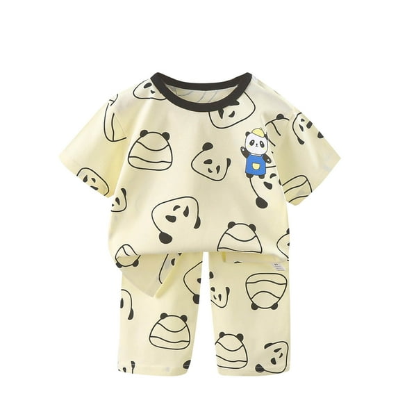 Swuxness Toddler Casual Short Sleeve 2 Piece Sets, Kids Summer Outfit Sets, Fashion Girls' Casual Short Pants and Round Neck Collar Botton Printed Sets Yellow, 3 Years