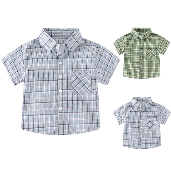 Swuxness Toddler Casual Short Sleeve T Shirt, Spring and Summer Tops, Kids Printed Turn Down Collar Button Up Breathable Comfortable Thin Loose Tee Blue, 2-3 Years