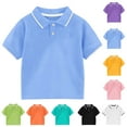 thumbnail image 1 of Swuxness Toddler Short Sleeve Shirt Tops Breathable Solid Color Casual Stylish Summer, 1 of 4