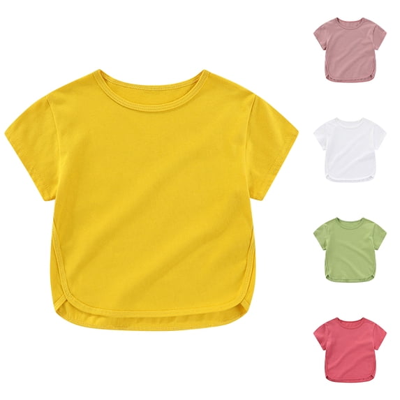 Swuxness Toddler Short Sleeve Tops Breathable Solid Color Comfortable Casual Fashion Summer