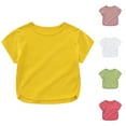 thumbnail image 1 of Swuxness Toddler Casual Short Sleeve Tops, Spring and Summer Blouses, Kids Solid Color Crew Neck Comfortable Breathable Loose Pullover Tee White, 12-24 Months, 1 of 5