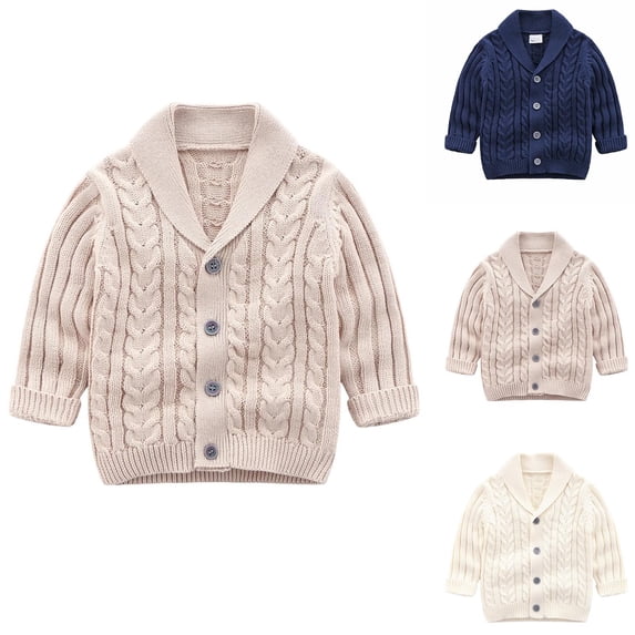 Swuxness Toddler Casual Warm Sweater Coat, Kids Fall Long Sleeve Coat, Toddler Solid Color Knit Cardigan Sweater Casual Open Front Collarless Outerwear Jacket for Girls and Boys Blue, 6-9 Months