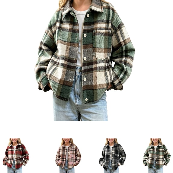 Swuxness Toddler Fall Casual Shirt Jackets Long Sleeve Print Button Closure Short Windbreaker Coat