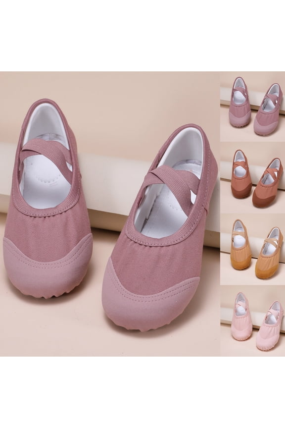 Toddler Flats Soft Soled Dance Shoes Leather Front for Dancing Physical Training