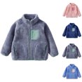 thumbnail image 1 of Swuxness Toddler Fleece Casual Coat, Kids Long Sleeve Jacket, Toddler Solid Color Lined Zip Up Jacket without Hood Thickened Warm Fleece Sports Outerwear Pink, 12-13 Years, 1 of 5