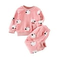 thumbnail image 1 of Swuxness Toddler Fleece Sets, Kids Fall Long Sets, Children's Flannel Sleepwear Set Long Pants Thickened Home Clothes Set Pink, 5 Years, 1 of 3