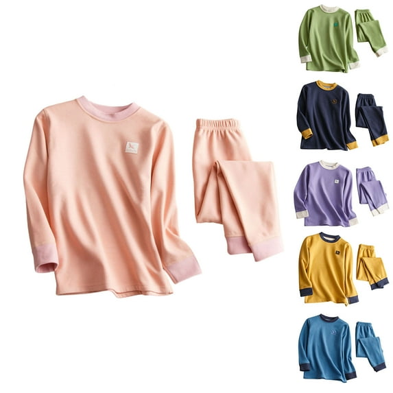 Swuxness Toddler Fleece Sets, Plus Size Sets for Kids, Children's Soft and Warm Underwear Set Collar Base Layer Fall Clothes and Pants Yellow, 13 Years