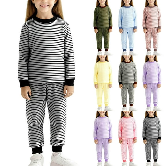 Swuxness Toddler Fleece Sets, Plus Size Sets for Kids, Children's Thermal Underwear Set Home Wear Thin Fleece Fall Clothes and Pants for Both Boys and Girls