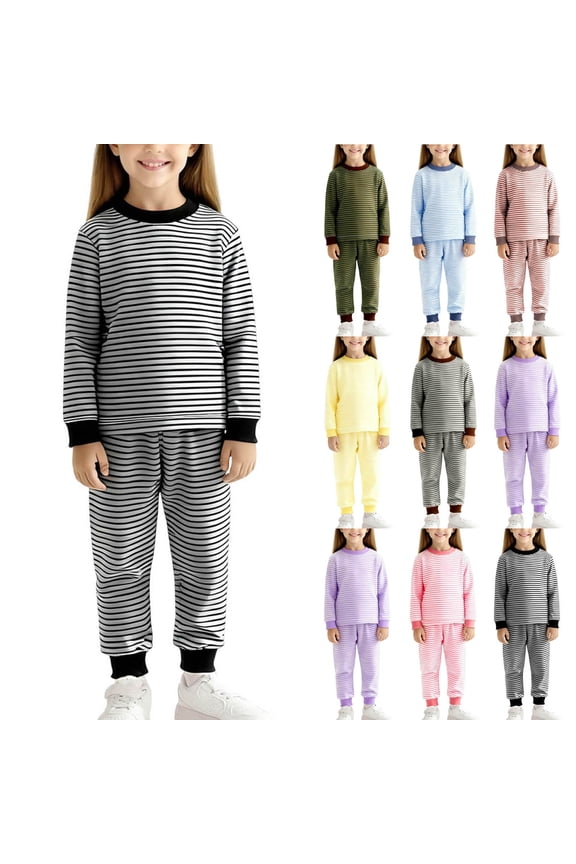 Toddler Fleece Sets, Plus Size Sets for Kids, Children's Thermal Underwear Set Home Wear Thin Fleece Fall Clothes and Pants for Both Boys and Girls