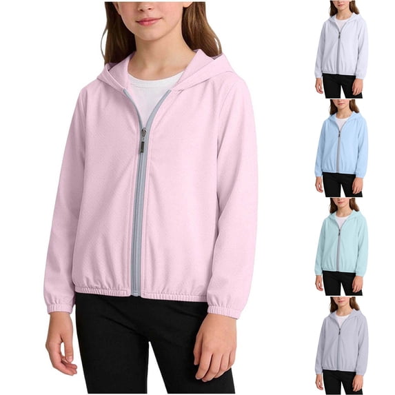 Swuxness Toddler Full Zip Hooded Fall Jackets Long Sleeve Solid Color Casual Short Coat