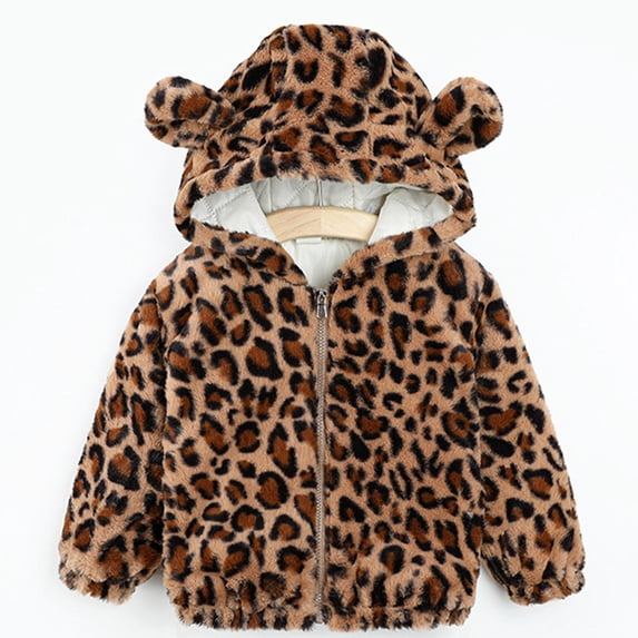 Swuxness Toddler Full Zip Hooded Fleece Jackets Long Sleeve Print Fall Short Warm Coat