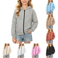 thumbnail image 1 of Swuxness Toddler Girls' Hooded Fall Jackets Long Sleeve Pockets Warm Mid-Length Windbreaker Coat, 1 of 5
