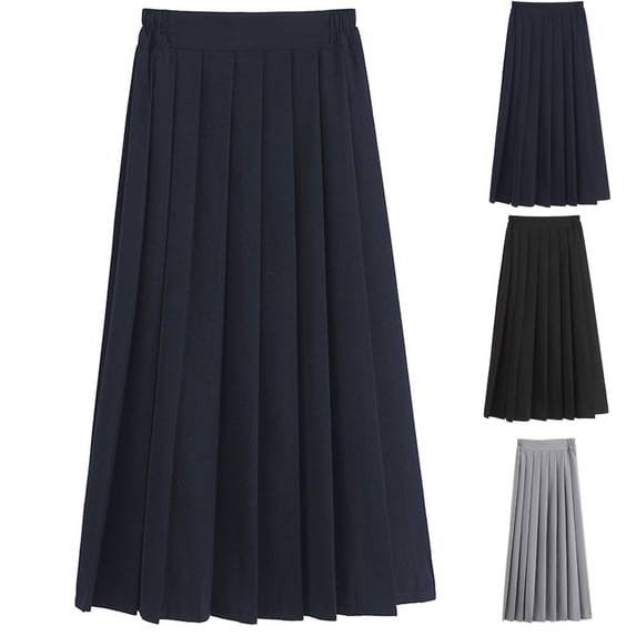 Swuxness Toddler Girls Uniform Pleated Skirts Solid Color Soft Fashion Soft Comfortable Long Skirt