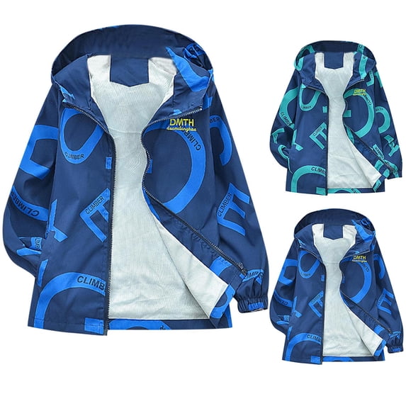 Swuxness Toddler Hooded Fall Windbreaker Jackets Long Sleeve Print Casual Mid-Length Coat