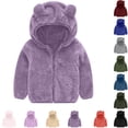 thumbnail image 1 of Swuxness Toddler Hooded Fleece Jackets Long Sleeve Solid Color Fall Short Warm Coat, 1 of 4