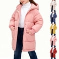thumbnail image 1 of Swuxness Toddler Hooded Fleece Warm Long Jacket, Kids Winter Long Sleeve Jacket, Toddler Solid Color Zipper Thickened Mid Long Coat with Pockets Casual Jacket Pink, 7-8 Years, 1 of 5