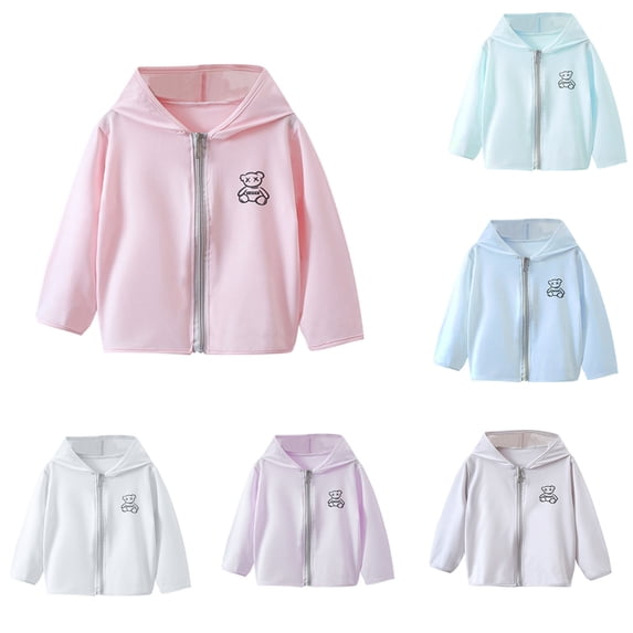 Swuxness Toddler Hooded Sweatshirts Sun Protection Ice Silk Long Sleeve Hooded Top Summer