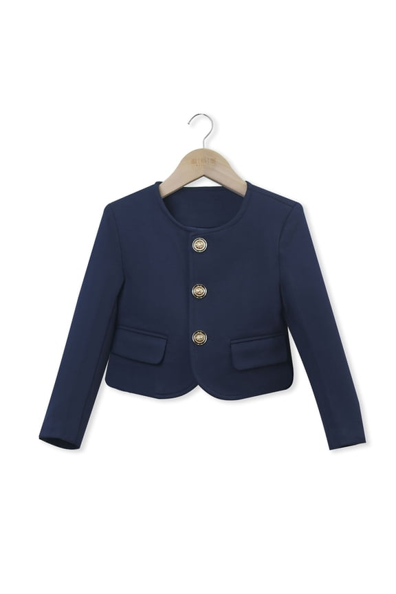 Toddler Long Sleeve Blazer Crew Neck Preppy British Style Student Uniform Apparel