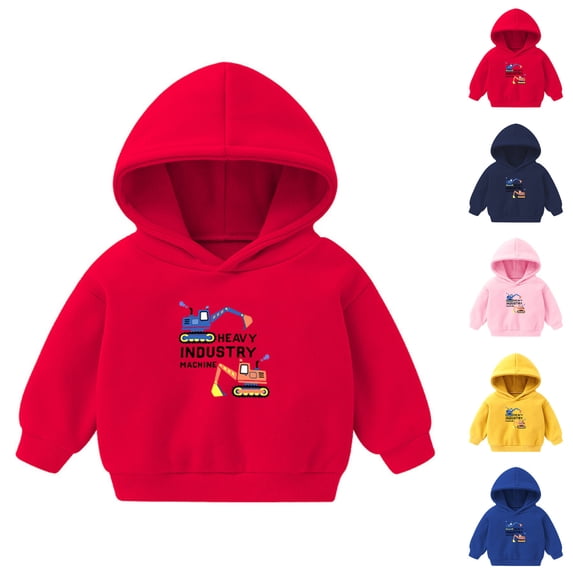 Swuxness Toddler Long Sleeve Fleece Sweatshirts Hooded Printed Pullover Comfortable Fall Tops Casual Wear