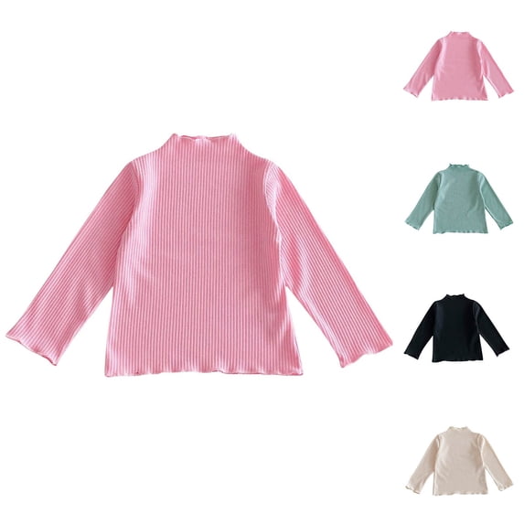 Swuxness Toddler Long Sleeve Pollower, Toddler Fall Tops, Kids Solid Color Crew Neck Base Layer Sports Top Green, 3-4 Years