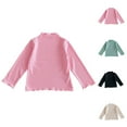 thumbnail image 1 of Swuxness Toddler Long Sleeve Pollower, Toddler Fall Tops, Kids Solid Color Crew Neck Base Layer Sports Top Pink, 5-6 Years, 1 of 3