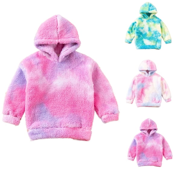 Swuxness Toddler Long Sleeve Sweatshirts, Toddler Fall Tops, Kids Hooded Fleece Warm Casual Loose Pullover Sweatshirt Purple, 5-6 Years